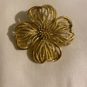 Trifari Vintage Gold Flower Brooch